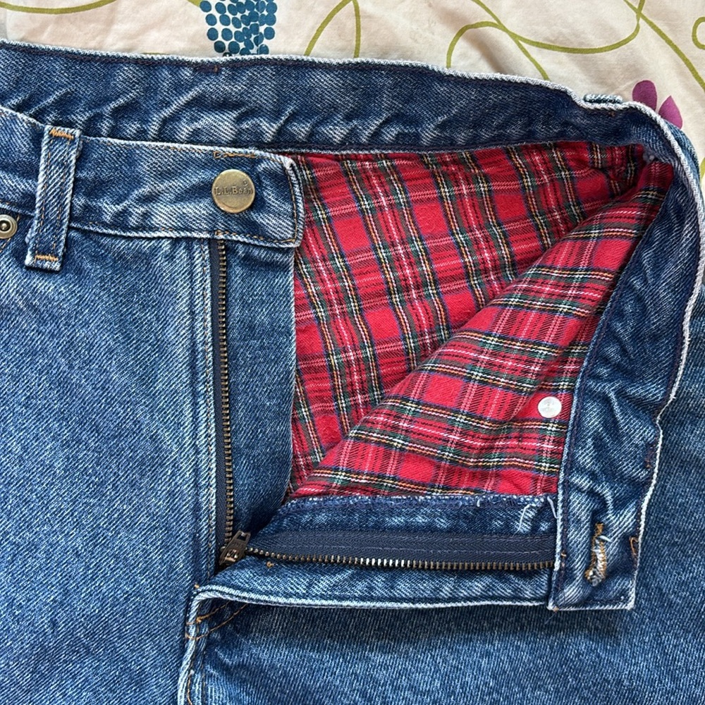 vintage LLBEAN flannel lined jeans, fit like a 6